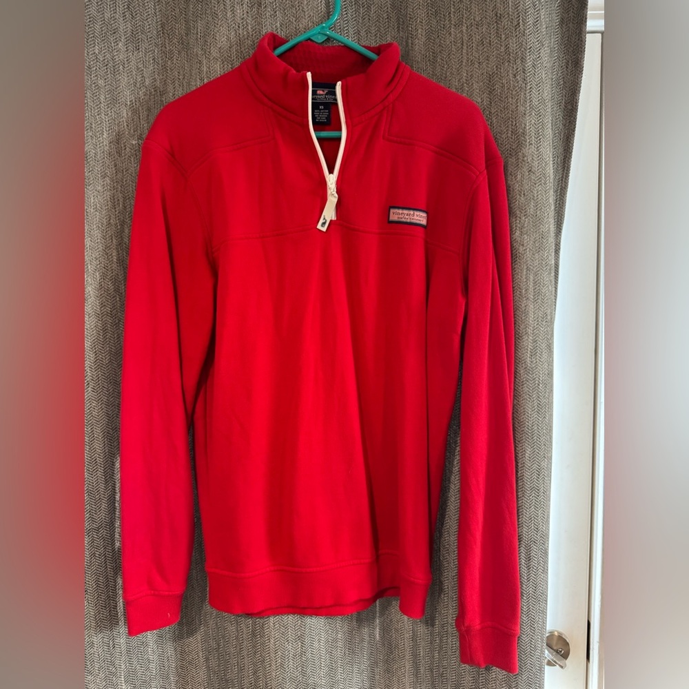 Vineyard Vines Men's Red Shep Shirt Quarter-Zip Sweater